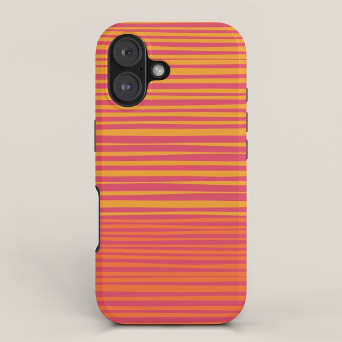 Natural Stripes Modern Minimalist Colour Block Pattern Magenta Orange Mustard Ochre iPhone Case Gallery Image 1