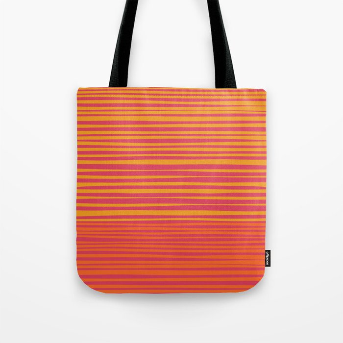 Natural Stripes Modern Minimalist Colour Block Pattern Magenta Orange Mustard Ochre Tote Bag Gallery Image 1