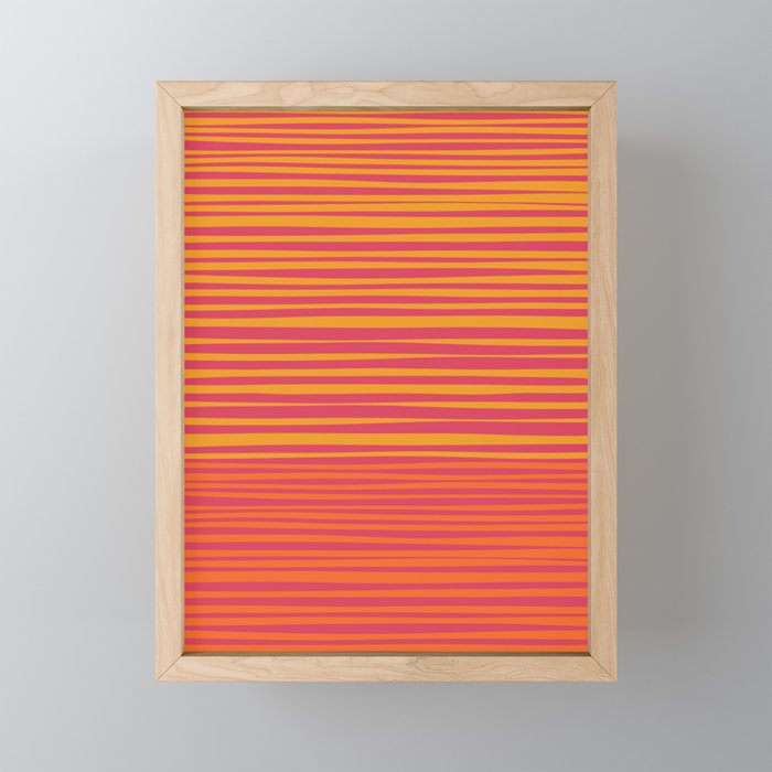 Natural Stripes Modern Minimalist Colour Block Pattern Magenta Orange Mustard Ochre Mini Art Print Gallery Image 1