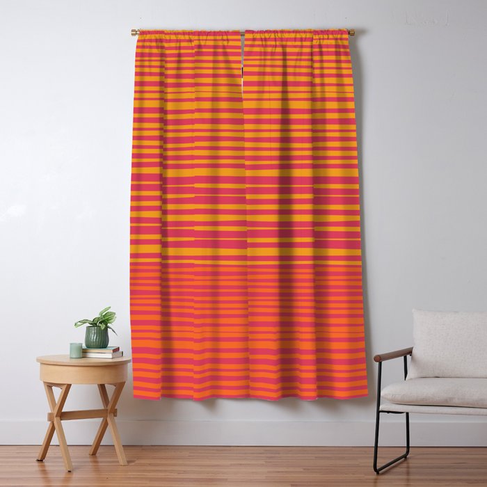 Natural Stripes Modern Minimalist Colour Block Pattern Magenta Orange Mustard Ochre Window Curtain Gallery Image 5