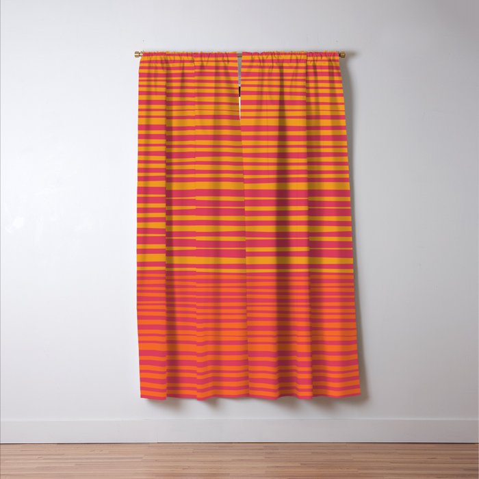 Natural Stripes Modern Minimalist Colour Block Pattern Magenta Orange Mustard Ochre Window Curtain Gallery Image 3