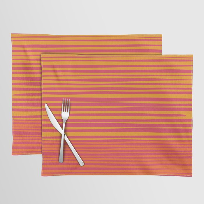Natural Stripes Modern Minimalist Colour Block Pattern Magenta Orange Mustard Ochre Placemat Gallery Image 1