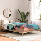 Wild [7]: a bold, colorful abstract mixed-media piece in teal, orange, neon blue, pink and white Comforter Gallery Image 2