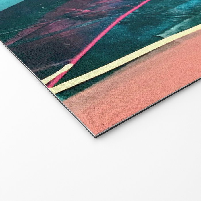 Wild [7]: a bold, colorful abstract mixed-media piece in teal, orange, neon blue, pink and white Welcome Mat Gallery Image 2