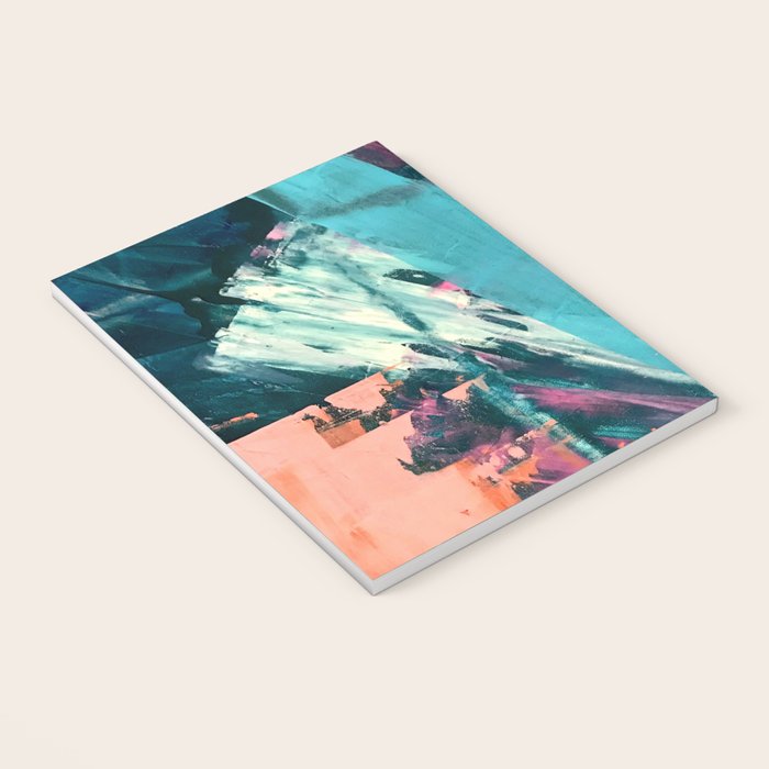 Wild [7]: a bold, colorful abstract mixed-media piece in teal, orange, neon blue, pink and white Notebook Gallery Image 3