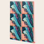 Wild [7]: a bold, colorful abstract mixed-media piece in teal, orange, neon blue, pink and white Wallpaper Gallery Image 2