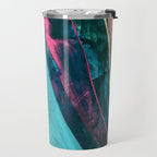 Wild [7]: a bold, colorful abstract mixed-media piece in teal, orange, neon blue, pink and white Travel Mug Gallery Image 2