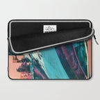 Wild [7]: a bold, colorful abstract mixed-media piece in teal, orange, neon blue, pink and white Laptop Sleeve Gallery Image 2