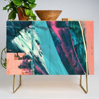 Wild [7]: a bold, colorful abstract mixed-media piece in teal, orange, neon blue, pink and white Credenza Gallery Image 1