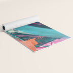 Wild [7]: a bold, colorful abstract mixed-media piece in teal, orange, neon blue, pink and white Yoga Mat Gallery Image 2