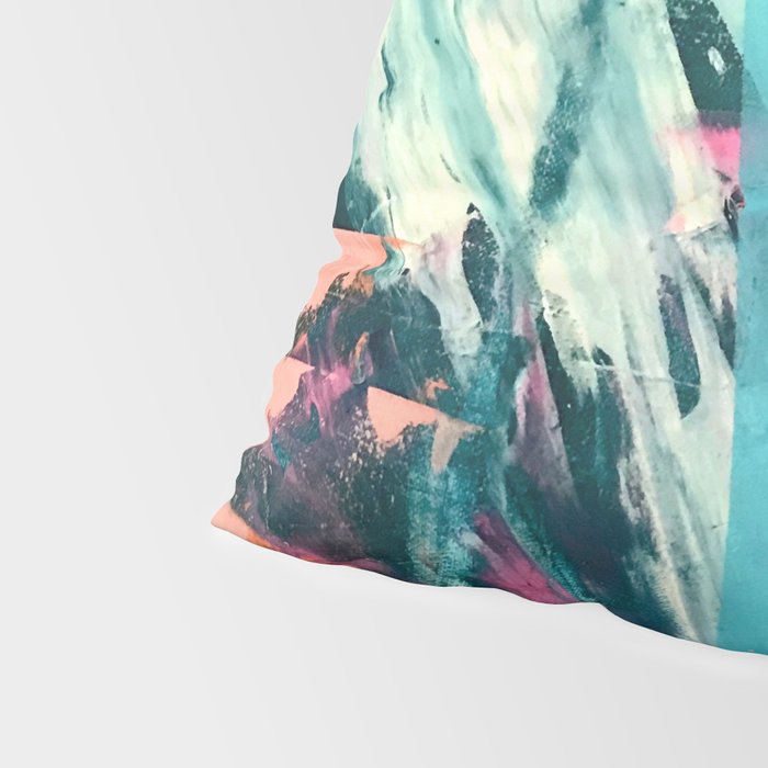 Wild [7]: a bold, colorful abstract mixed-media piece in teal, orange, neon blue, pink and white Pillow Sham Gallery Image 4