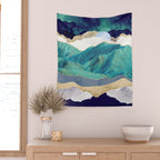 Teal Mountains Wall Tapestry Gallery Image 2