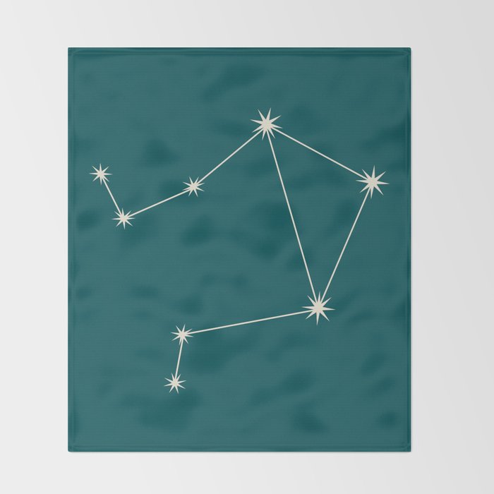 Libra Zodiac Star Constellation Line Art Deep Teal Throw Blanket Gallery Image 2