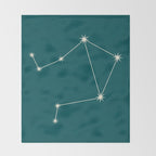 Libra Zodiac Star Constellation Line Art Deep Teal Throw Blanket Gallery Image 2