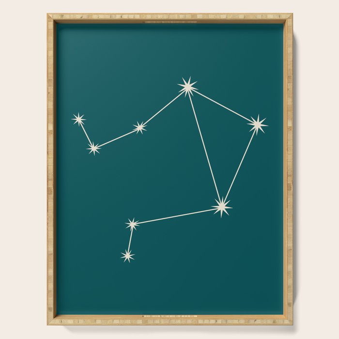 Libra Zodiac Star Constellation Line Art Deep Teal Serving Tray Gallery Image 1