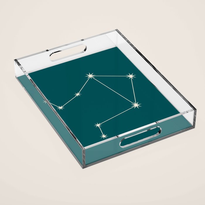 Libra Zodiac Star Constellation Line Art Deep Teal Acrylic Tray Gallery Image 1