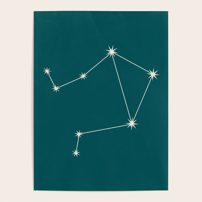 Libra Zodiac Star Constellation Line Art Deep Teal Poster Gallery Image 4