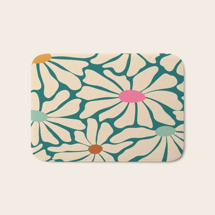 Colors of Joy - Groovy Flowers Green Bath Mat Gallery Image 1
