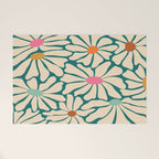 Colors of Joy - Groovy Flowers Green Welcome Mat Gallery Image 1