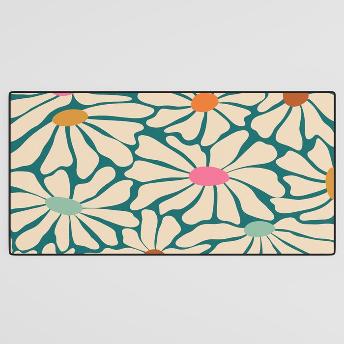 Colors of Joy - Groovy Flowers Green Desk Mat Gallery Image 3
