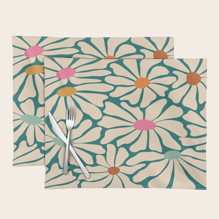 Colors of Joy - Groovy Flowers Green Placemat