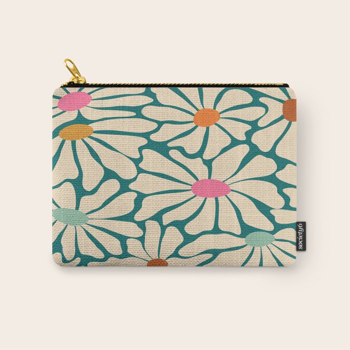 Colors of Joy - Groovy Flowers Green Carry All Pouch Gallery Image 1