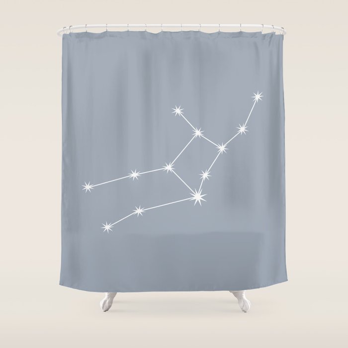 Virgo Zodiac Star Constellation Line Art Blue Grey Shower Curtain Gallery Image 1