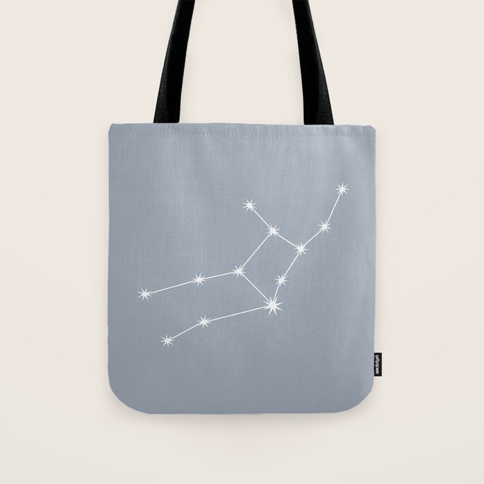 Virgo Zodiac Star Constellation Line Art Blue Grey Tote Bag Gallery Image 1
