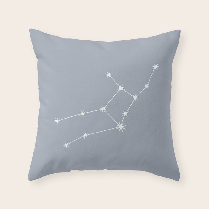Virgo Zodiac Star Constellation Line Art Blue Grey Throw Pillow Gallery Image 6