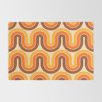 70s Retro Vintage Style Wave Pattern Autumn Brown Orange and Yellow Rug Gallery Image 2