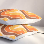 70s Retro Vintage Style Wave Pattern Autumn Brown Orange and Yellow Pillow Sham Gallery Image 3