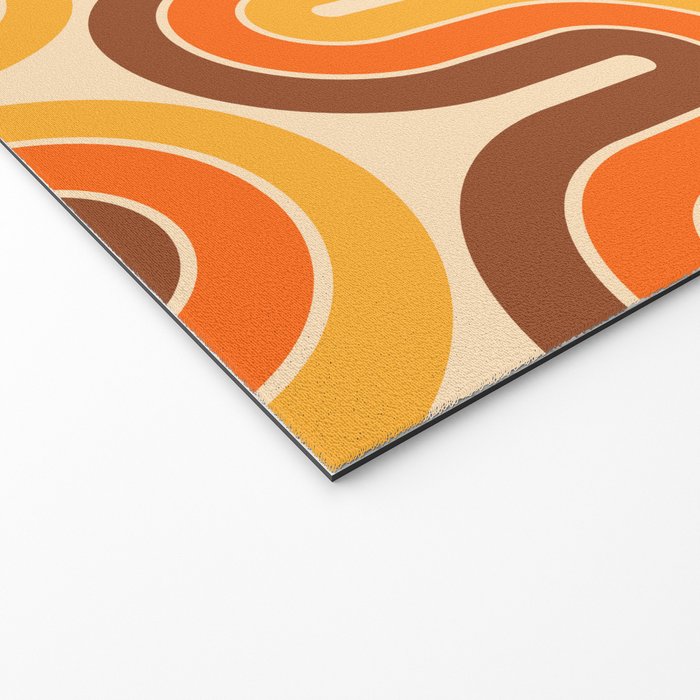 70s Retro Vintage Style Wave Pattern Autumn Brown Orange and Yellow Welcome Mat Gallery Image 2