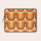 70s Retro Vintage Style Wave Pattern Autumn Brown Orange and Yellow Laptop Sleeve Gallery Image 1