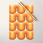 70s Retro Vintage Style Wave Pattern Autumn Brown Orange and Yellow Wrapping Paper Gallery Image 1
