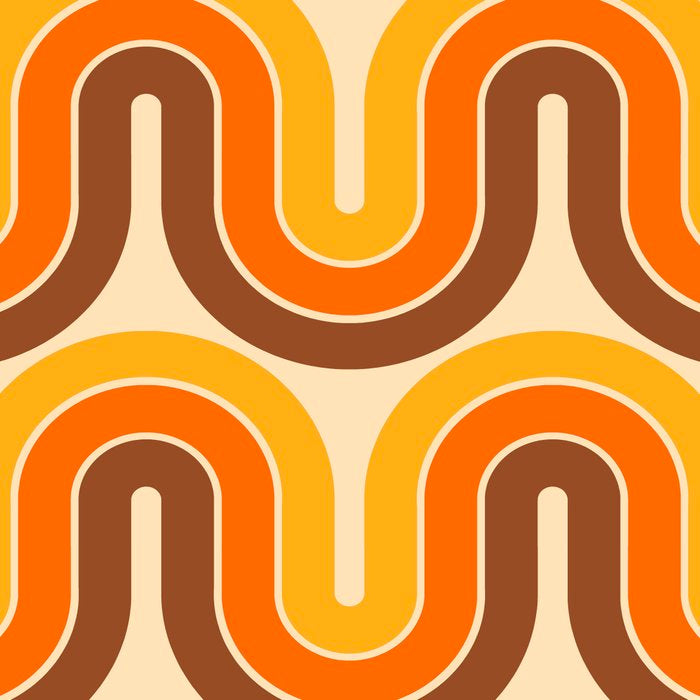 70s Retro Vintage Style Wave Pattern Autumn Brown Orange and Yellow Coffee Mug Gallery Image 2