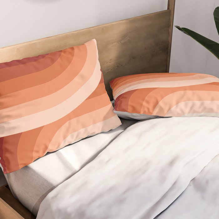 Mid Century Modern Geometric 89 in Terracotta Shades (Rainbow Abstract) Pillow Sham Gallery Image 2