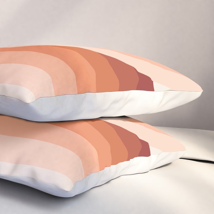 Mid Century Modern Geometric 89 in Terracotta Shades (Rainbow Abstract) Pillow Sham Gallery Image 3