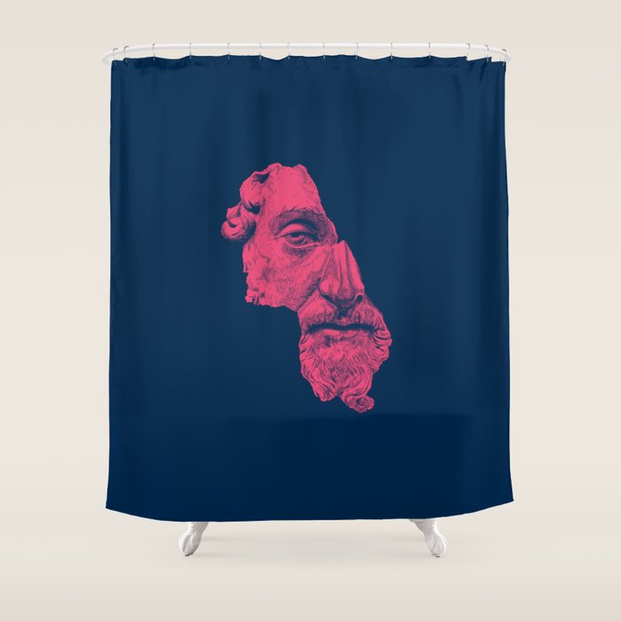 MARCUS AURELIUS ANTONINUS AUGUSTUS / prussian blue / vivid red Shower Curtain Gallery Image 1