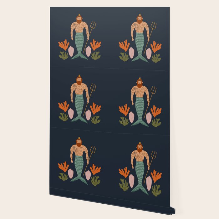 Hipster Mermaid Merman With Tattoos Poseidon King Of The Sea Midcentury Modern Cool Magical Mystical Abstract Art Bohemian Boho Style Trendy  Wallpaper Gallery Image 2