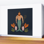 Hipster Mermaid Merman With Tattoos Poseidon King Of The Sea Midcentury Modern Cool Magical Mystical Abstract Art Bohemian Boho Style Trendy  Wall Mural Gallery Image 2