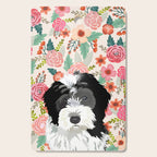 Bernedoodle floral pet portrait art print and dog gifts Cutting Board Gallery Image 1