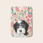 Bernedoodle floral pet portrait art print and dog gifts Bath Mat Gallery Image 1
