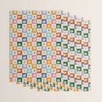 Retro floral checkerboard Wrapping Paper Gallery Image 3