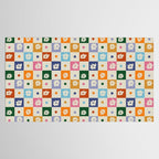 Retro floral checkerboard Tablecloth Gallery Image 2