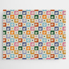Retro floral checkerboard Jigsaw Puzzle Gallery Image 1