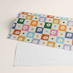 Retro floral checkerboard Wrapping Paper Gallery Image 2