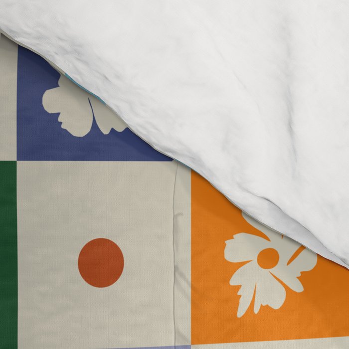 Retro floral checkerboard Comforter Gallery Image 4