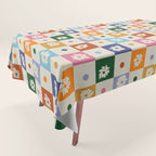 Retro floral checkerboard Tablecloth Gallery Image 1