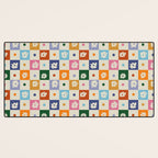 Retro floral checkerboard Desk Mat Gallery Image 3