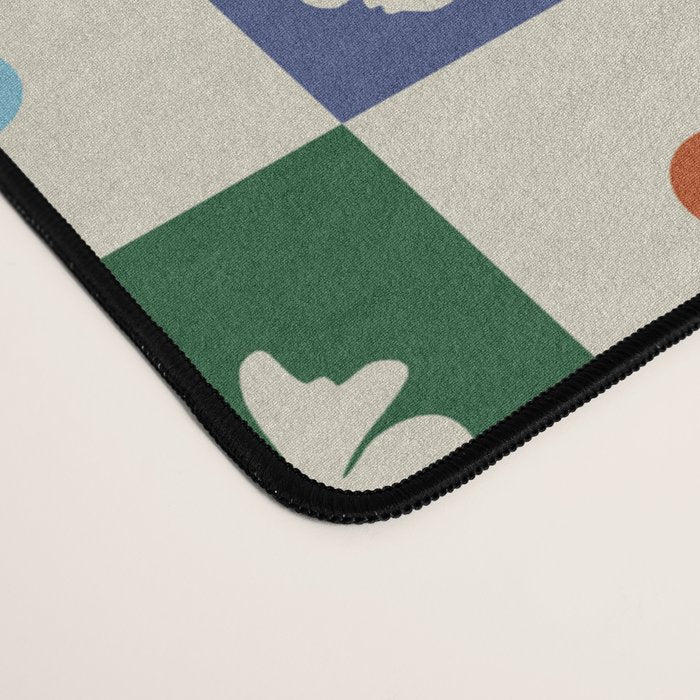 Retro floral checkerboard Desk Mat Gallery Image 4